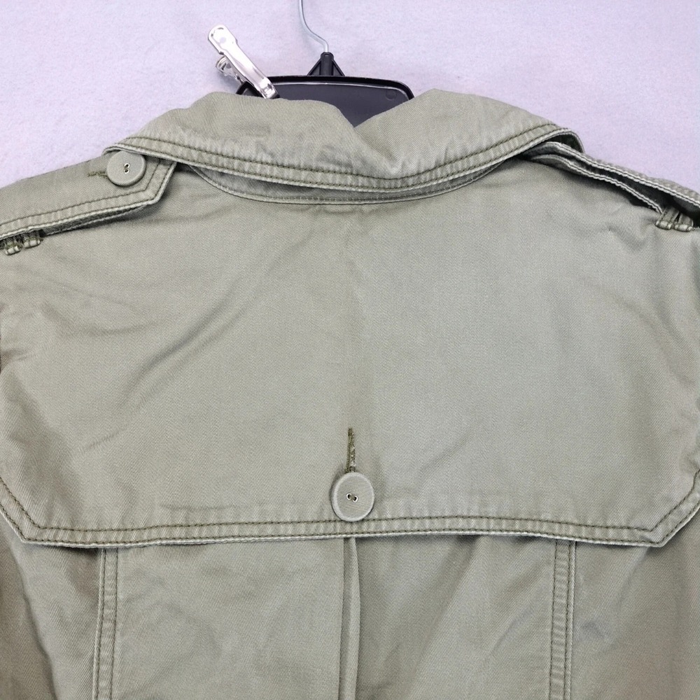 American Eagle Olive Double Breasted Trench Coat Womens M Belted AEO Grunge Chic - Picture 5 of 8